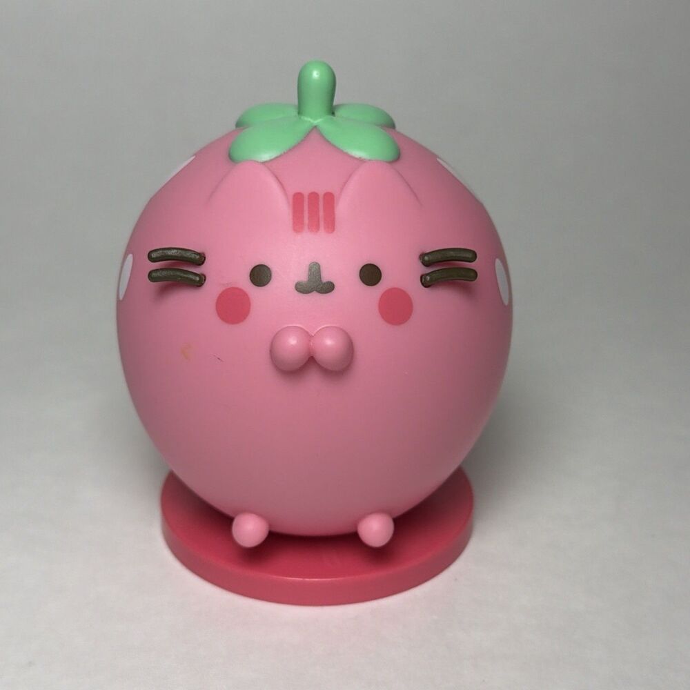 Pusheen Box Strawberry Vinyl Figure 2.5" x 3.4" Pink Green Collectible Toy